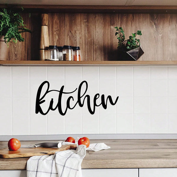 1PC Kitchen Metal Cutout Signs, Metal Kitchen Word Wall Decor, Art Kitchen, Home Restaurant Dining Room Kitchen Wall Decor