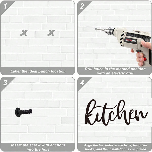 1PC Kitchen Metal Cutout Signs, Metal Kitchen Word Wall Decor, Art Kitchen, Home Restaurant Dining Room Kitchen Wall Decor
