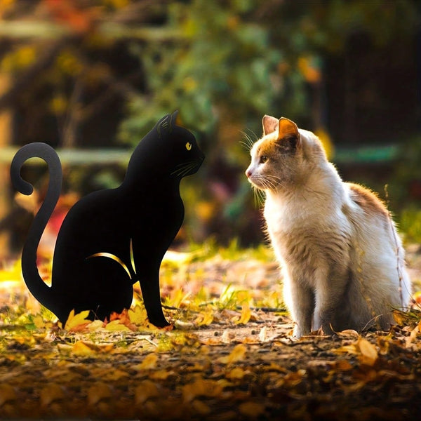 1 piece cat family garden decoration plug, cute cat garden decoration silhouette animal outdoor statue, suitable for cat courtyard garden lawn
