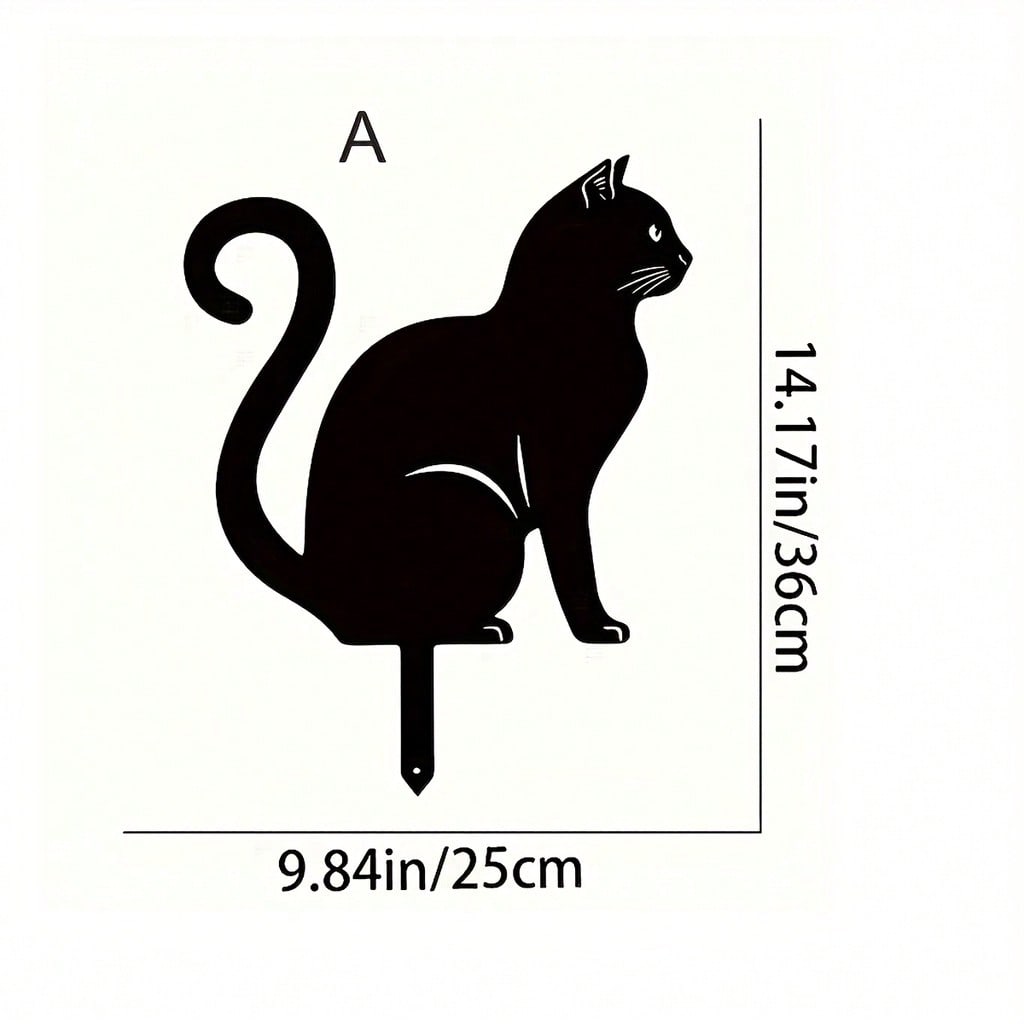 1 piece cat family garden decoration plug, cute cat garden decoration silhouette animal outdoor statue, suitable for cat courtyard garden lawn