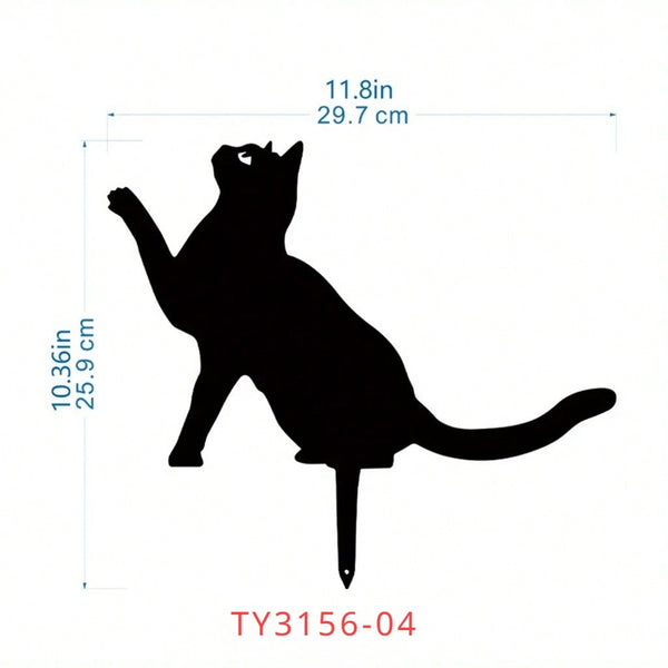 1 piece cat family garden decoration plug, cute cat garden decoration silhouette animal outdoor statue, suitable for cat courtyard garden lawn