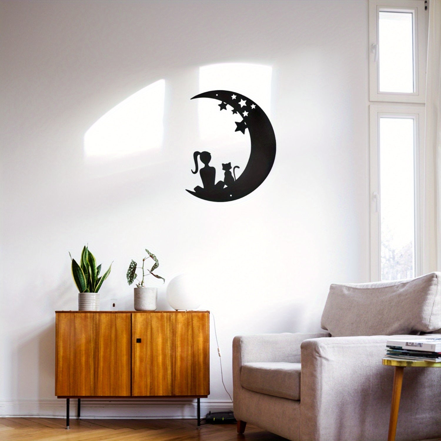 CIFbuy™ Interactive Fashionable 1pc Metal Moon Wall Art - Rotating Metal Moon Phase Set with Dynamic Lunar Cycle, Trendy Steel Decor Creates Interactive Celestial Ambiance - Wall Sculptures.