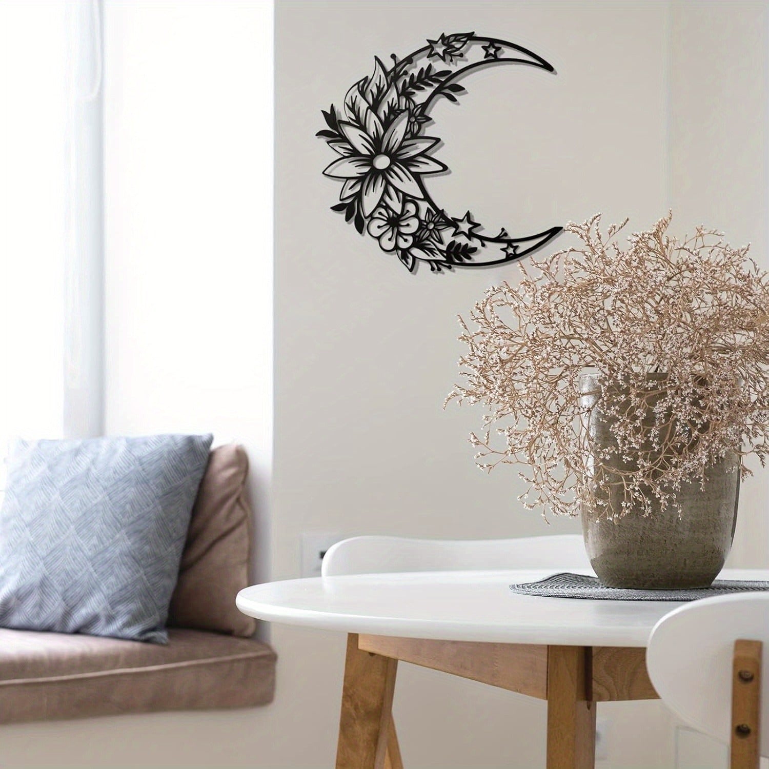 CIFbuy™ Interactive Fashionable 1pc Metal Moon Wall Art - Rotating Metal Moon Phase Set with Dynamic Lunar Cycle, Trendy Steel Decor Creates Interactive Celestial Ambiance - Wall Sculptures.