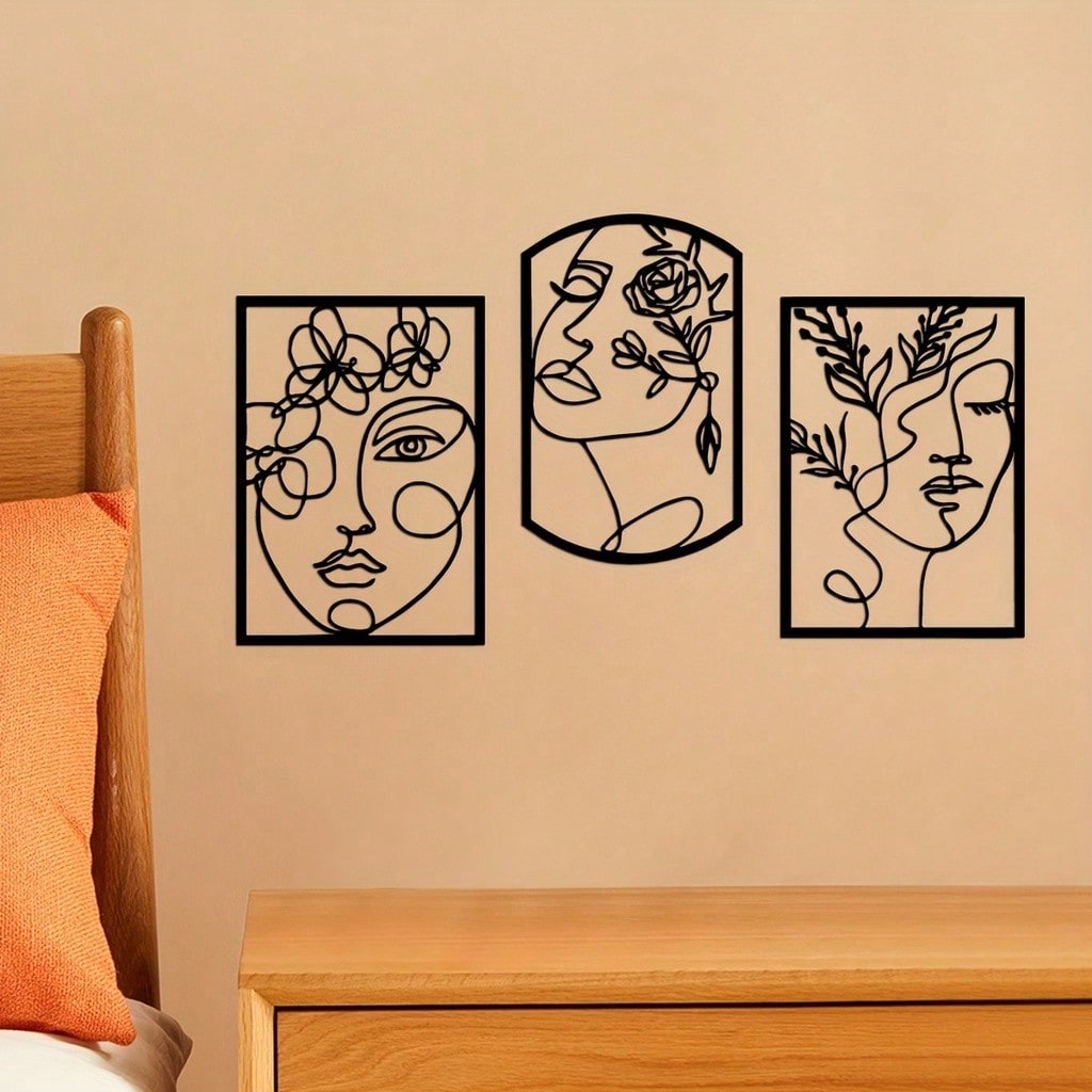 1pc Art Portrait Wall Decor – Metal Wall Decor for Halloween, Interior Home Decoration, Modern Art Home Decor Main image