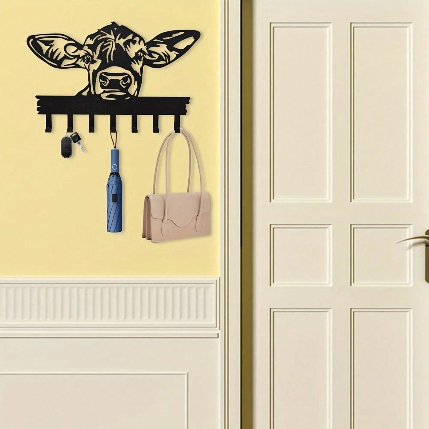 1 Ox Door Hook Hanger - Decorative coat rack for hanging clothing, hats, towels, and keys, home and wall decor