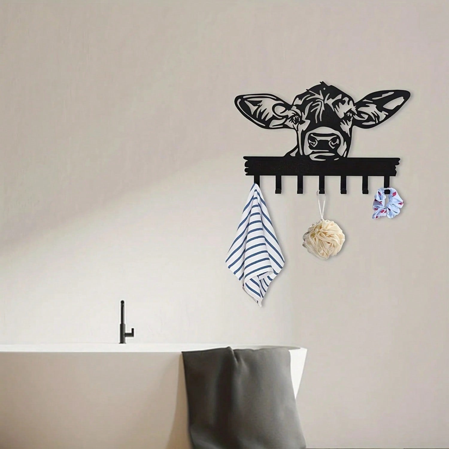 1 Ox Door Hook Hanger - Decorative coat rack for hanging clothing, hats, towels, and keys, home and wall decor