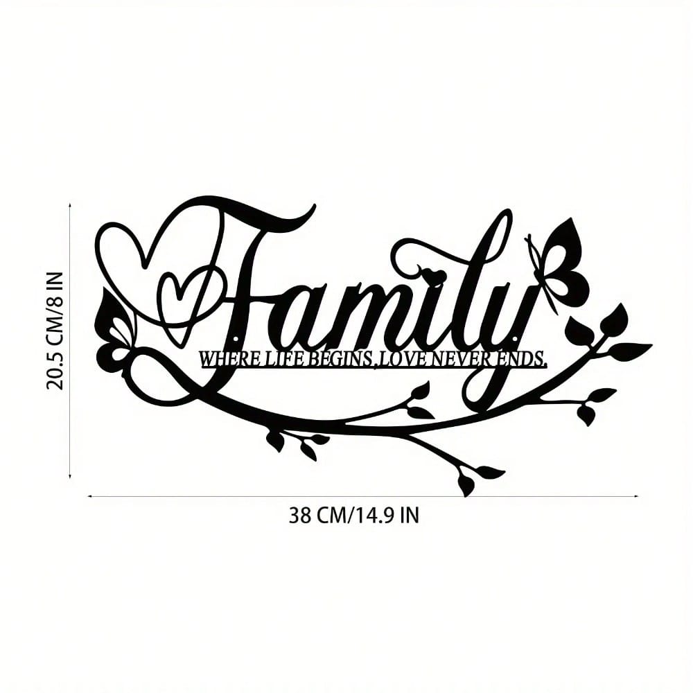 1pc Home Decor, Wall Metal Home Sign, Black Wall Art Flower Letter Sign, Metal Happy Home Wall Art, For Home Wall Decorations,Suitable For Modern Home Decor, Home Decoration, Room Decor, Bedroom Decor, Bathroom Decor Secondary image