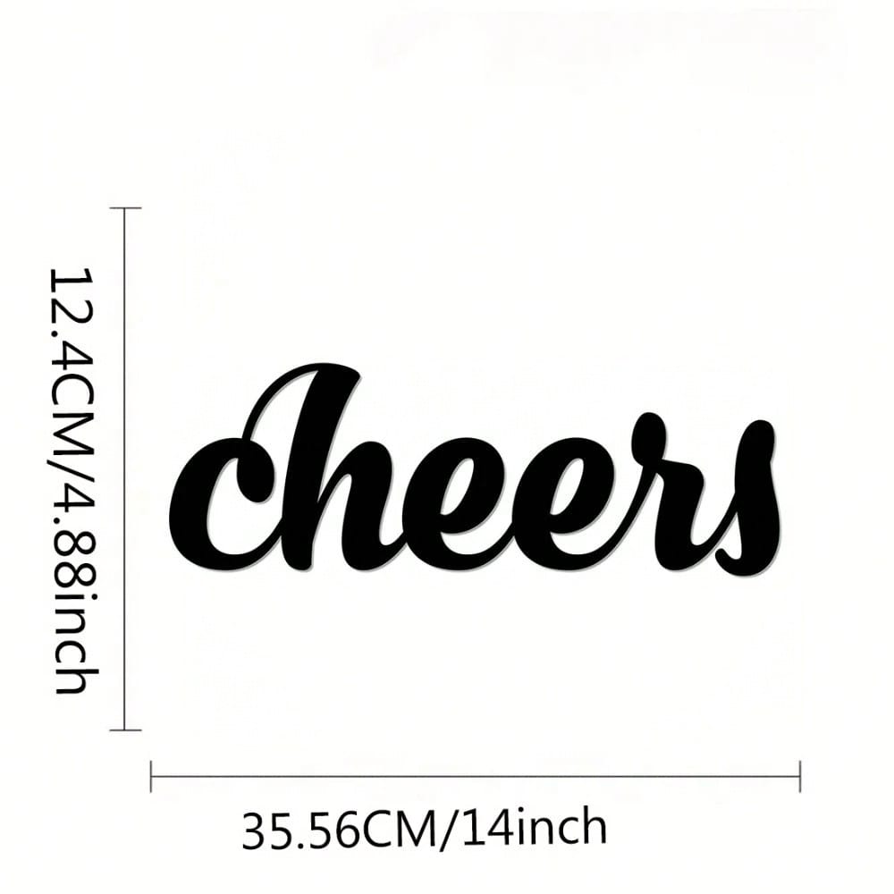 Pack of 1 "Cheers" Metal Bar Wall Decoration Wall Decoration Kitchen Text Signs, Wall Decoration, Wall Stickers, Wrought Iron Silhouettes
