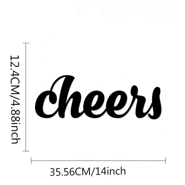 Pack of 1 "Cheers" Metal Bar Wall Decoration Wall Decoration Kitchen Text Signs, Wall Decoration, Wall Stickers, Wrought Iron Silhouettes