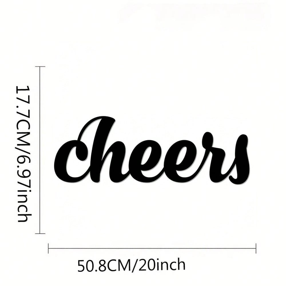 Pack of 1 "Cheers" Metal Bar Wall Decoration Wall Decoration Kitchen Text Signs, Wall Decoration, Wall Stickers, Wrought Iron Silhouettes
