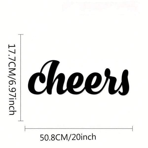 Pack of 1 "Cheers" Metal Bar Wall Decoration Wall Decoration Kitchen Text Signs, Wall Decoration, Wall Stickers, Wrought Iron Silhouettes