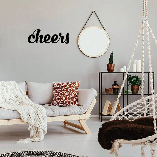 Pack of 1 "Cheers" Metal Bar Wall Decoration Wall Decoration Kitchen Text Signs, Wall Decoration, Wall Stickers, Wrought Iron Silhouettes