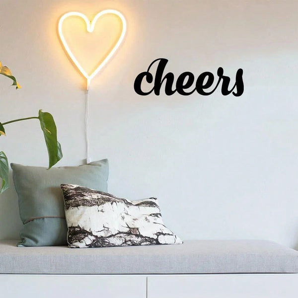 Pack of 1 "Cheers" Metal Bar Wall Decoration Wall Decoration Kitchen Text Signs, Wall Decoration, Wall Stickers, Wrought Iron Silhouettes