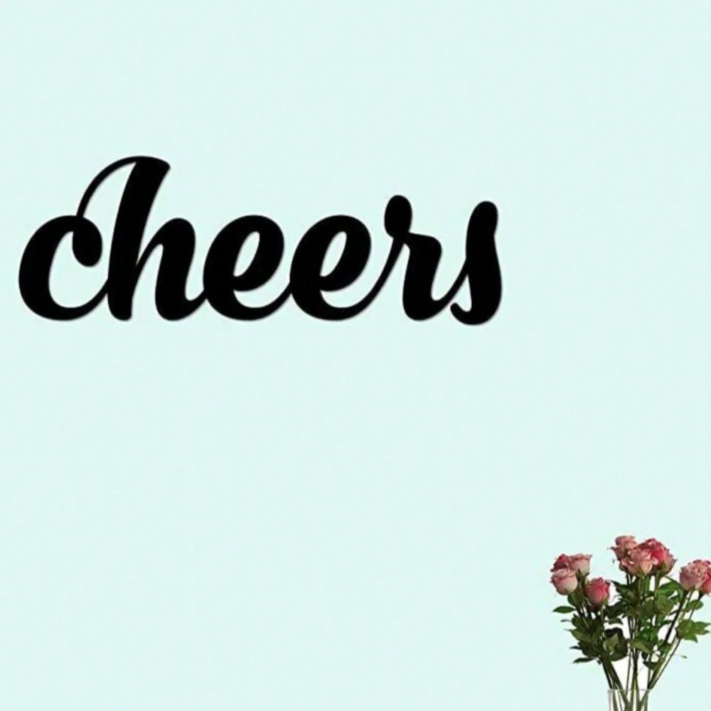 Pack of 1 "Cheers" Metal Bar Wall Decoration Wall Decoration Kitchen Text Signs, Wall Decoration, Wall Stickers, Wrought Iron Silhouettes