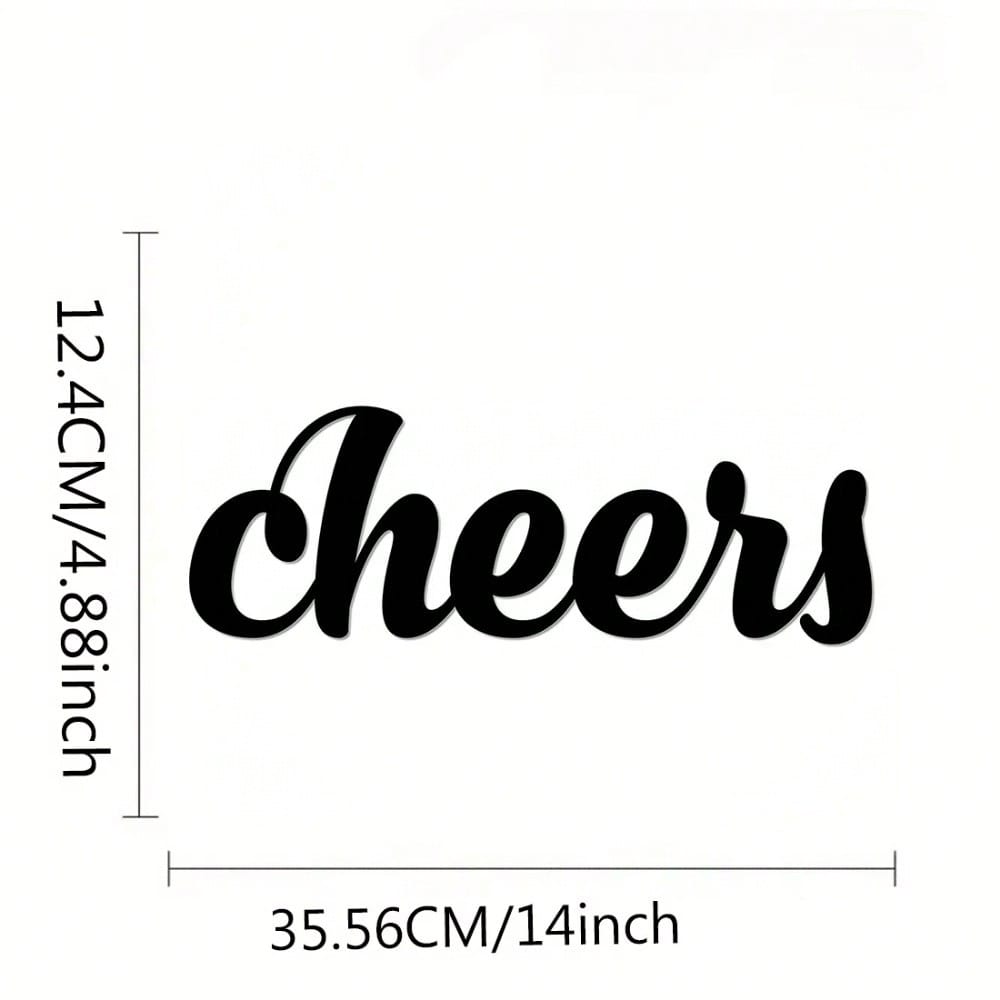 Pack of 1 "Cheers" Metal Bar Wall Decoration Wall Decoration Kitchen Text Signs, Wall Decoration, Wall Stickers, Wrought Iron Silhouettes