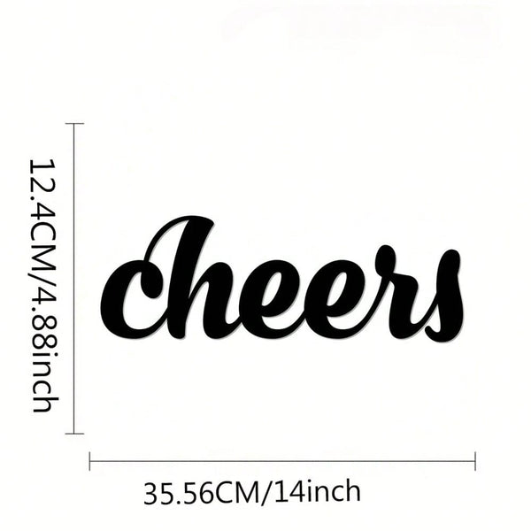 Pack of 1 "Cheers" Metal Bar Wall Decoration Wall Decoration Kitchen Text Signs, Wall Decoration, Wall Stickers, Wrought Iron Silhouettes