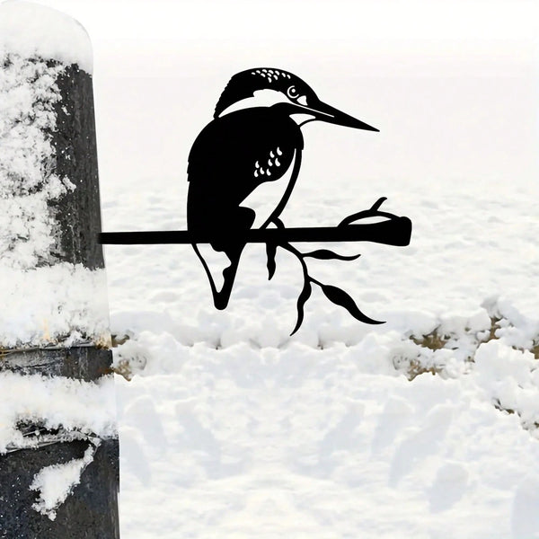 1-Piece bird-shaped wrought iron silhouette - garden garden decoration, outdoor wooden fence design decoration plug-in