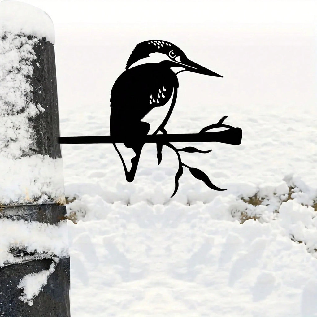 1-Piece bird-shaped wrought iron silhouette - garden garden decoration, outdoor wooden fence design decoration plug-in