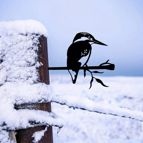 1-Piece bird-shaped wrought iron silhouette - garden garden decoration, outdoor wooden fence design decoration plug-in
