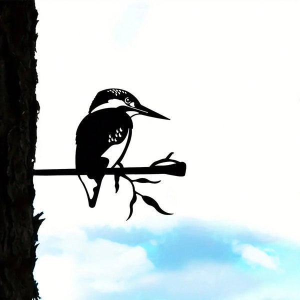 1-Piece bird-shaped wrought iron silhouette - garden garden decoration, outdoor wooden fence design decoration plug-in