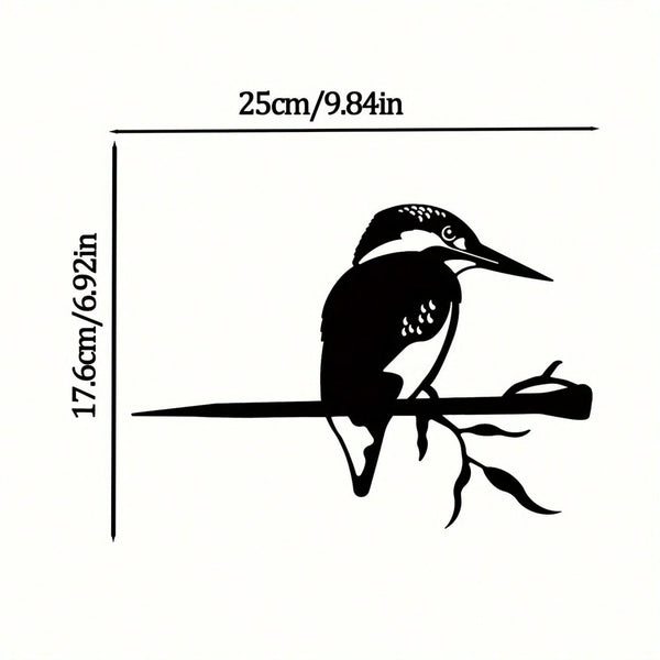 1-Piece bird-shaped wrought iron silhouette - garden garden decoration, outdoor wooden fence design decoration plug-in