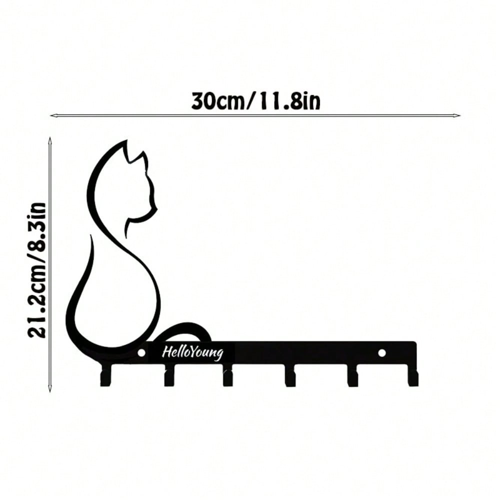 1件金属艺术猫/金属爪宠物猫狗衣架钥匙腰带壁挂式收纳架毛巾架，适用于客厅卧室墙钩 Secondary image