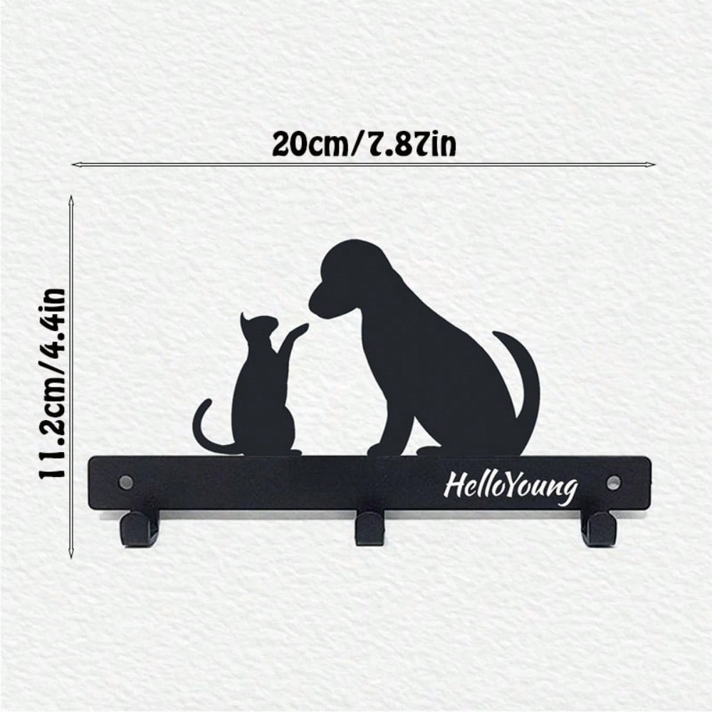1件金属艺术猫/金属爪宠物猫狗衣架钥匙腰带壁挂式收纳架毛巾架，适用于客厅卧室墙钩