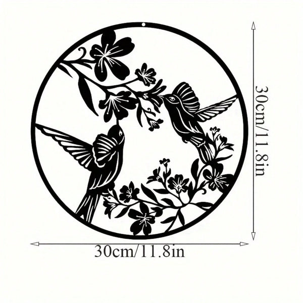 1-piece tree branch flower and bird combination wall decoration pendant - hollow pattern metal aesthetic handicraft wall decoration