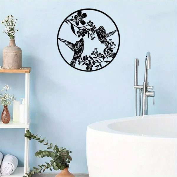 1-piece tree branch flower and bird combination wall decoration pendant - hollow pattern metal aesthetic handicraft wall decoration
