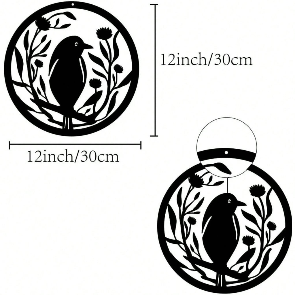 1-piece tree branch flower and bird combination wall decoration pendant - hollow pattern metal aesthetic handicraft wall decoration
