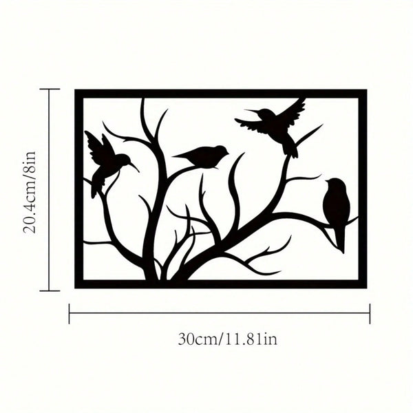1-piece tree branch flower and bird combination wall decoration pendant - hollow pattern metal aesthetic handicraft wall decoration