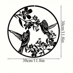 1件装树枝花鸟组合墙饰挂件 - 镂空图案金属美学工艺品墙挂装饰