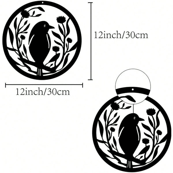 1-piece tree branch flower and bird combination wall decoration pendant - hollow pattern metal aesthetic handicraft wall decoration
