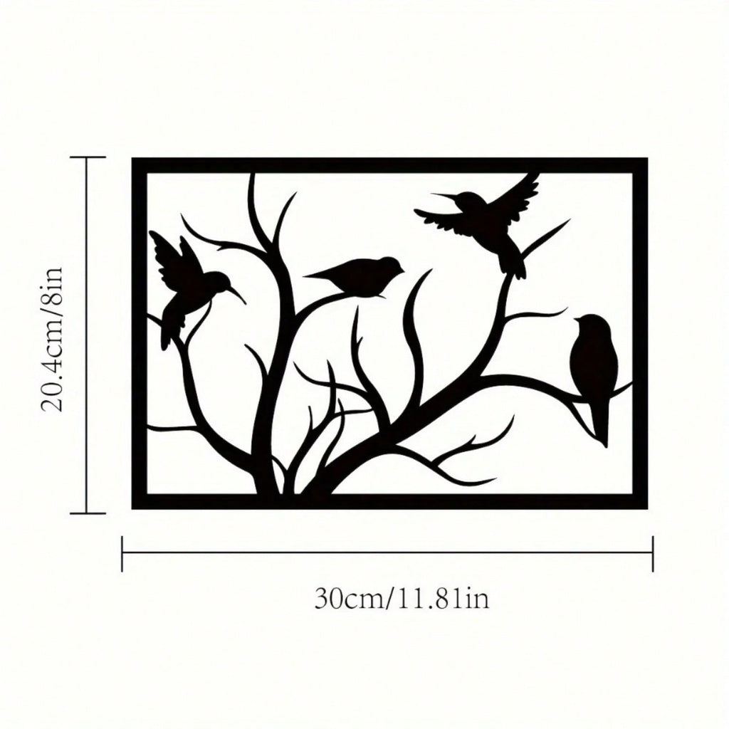 1-piece tree branch flower and bird combination wall decoration pendant - hollow pattern metal aesthetic handicraft wall decoration