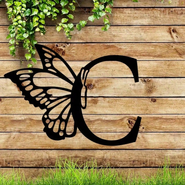 1 piece butterfly pattern 26 letter combination metal plate, metal wall decoration, letter wall decoration, wedding background card DIY gift, home art gift, female artwork, suitable for home, living room, yard or garden decoration, balcony