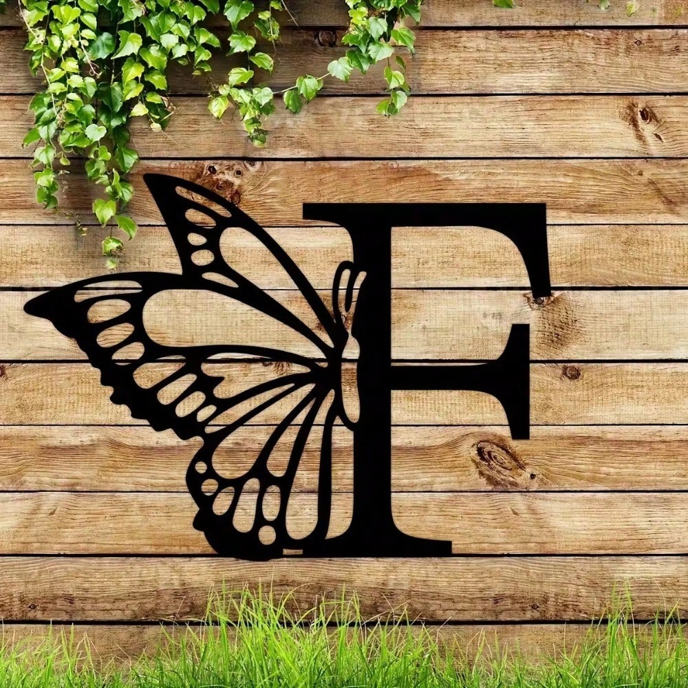 1 piece butterfly pattern 26 letter combination metal plate, metal wall decoration, letter wall decoration, wedding background card DIY gift, home art gift, female artwork, suitable for home, living room, yard or garden decoration, balcony