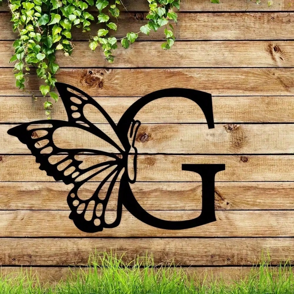 1 piece butterfly pattern 26 letter combination metal plate, metal wall decoration, letter wall decoration, wedding background card DIY gift, home art gift, female artwork, suitable for home, living room, yard or garden decoration, balcony