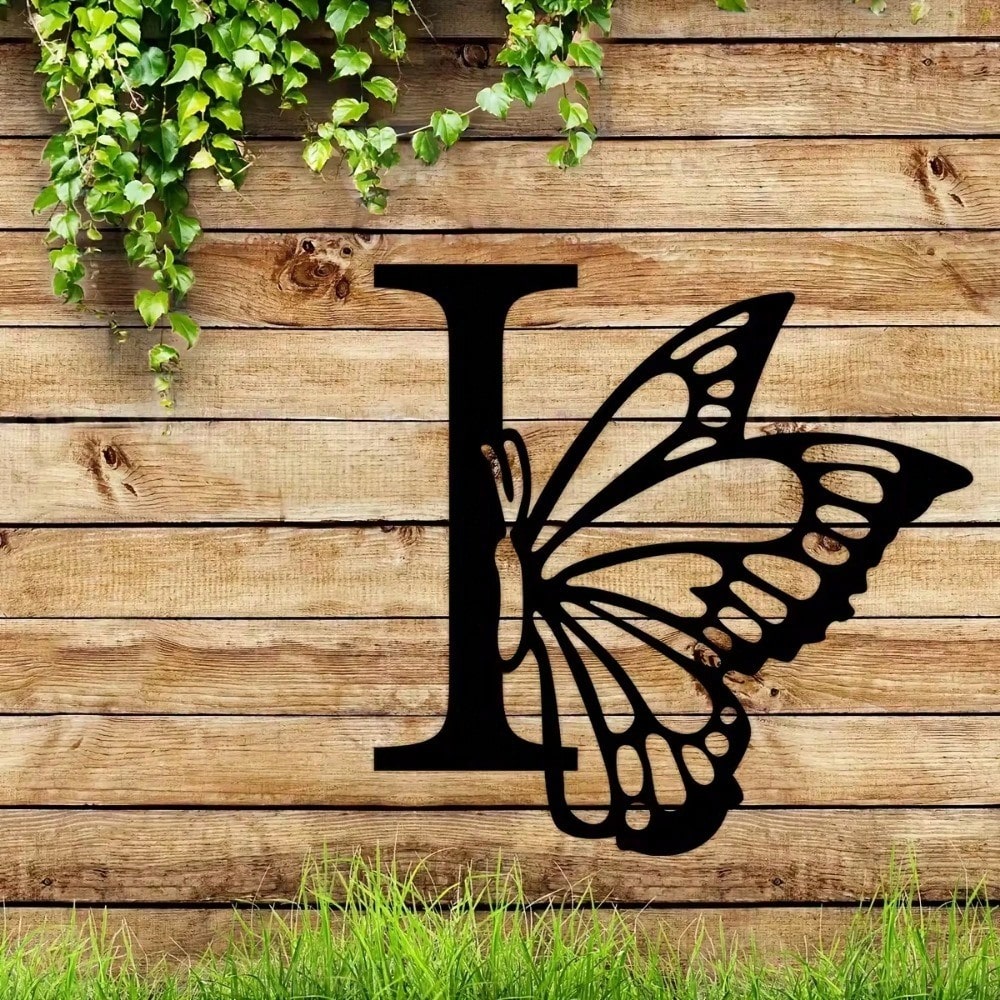 1 piece butterfly pattern 26 letter combination metal plate, metal wall decoration, letter wall decoration, wedding background card DIY gift, home art gift, female artwork, suitable for home, living room, yard or garden decoration, balcony