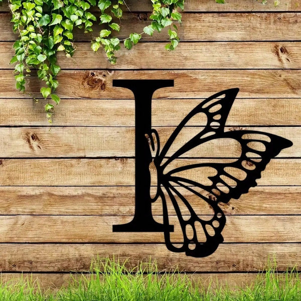 1 piece butterfly pattern 26 letter combination metal plate, metal wall decoration, letter wall decoration, wedding background card DIY gift, home art gift, female artwork, suitable for home, living room, yard or garden decoration, balcony