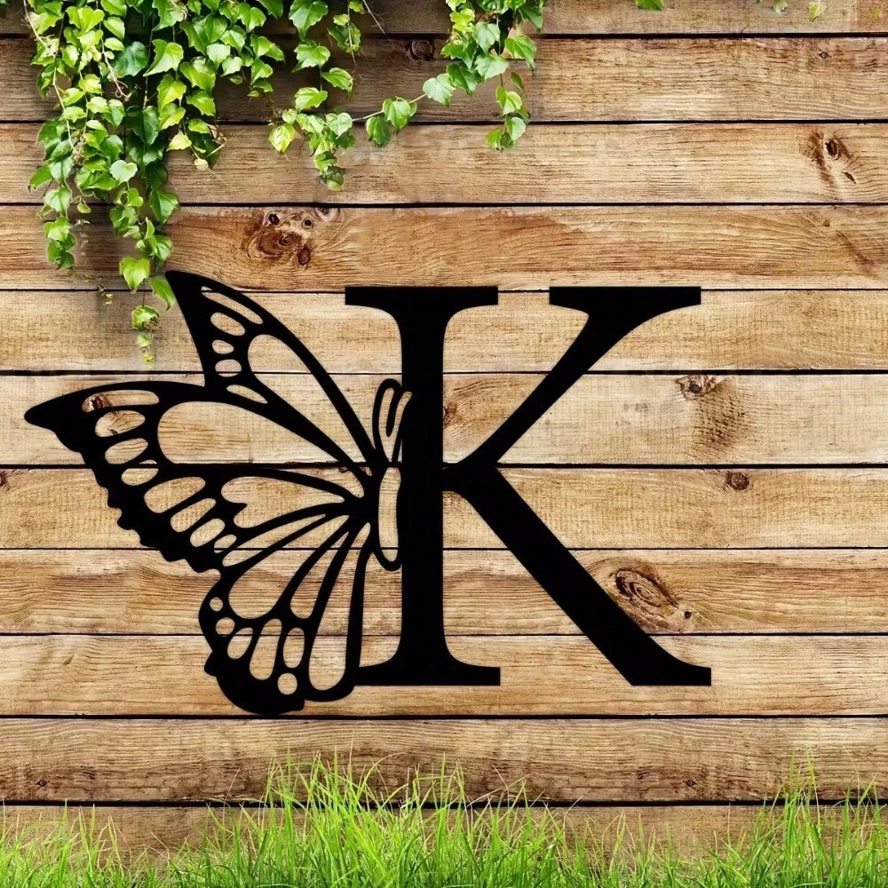 1 piece butterfly pattern 26 letter combination metal plate, metal wall decoration, letter wall decoration, wedding background card DIY gift, home art gift, female artwork, suitable for home, living room, yard or garden decoration, balcony