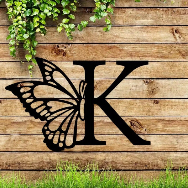 1 piece butterfly pattern 26 letter combination metal plate, metal wall decoration, letter wall decoration, wedding background card DIY gift, home art gift, female artwork, suitable for home, living room, yard or garden decoration, balcony