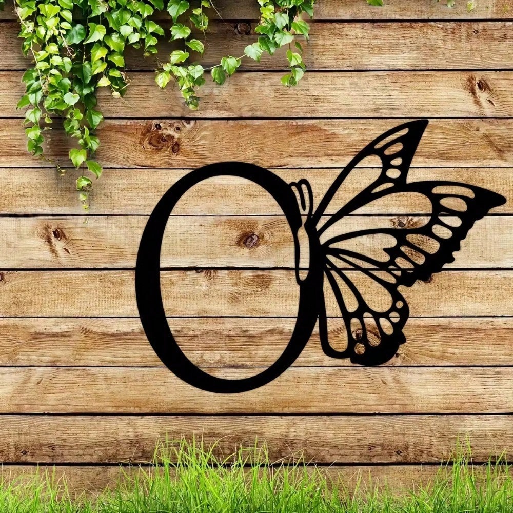 1 piece butterfly pattern 26 letter combination metal plate, metal wall decoration, letter wall decoration, wedding background card DIY gift, home art gift, female artwork, suitable for home, living room, yard or garden decoration, balcony