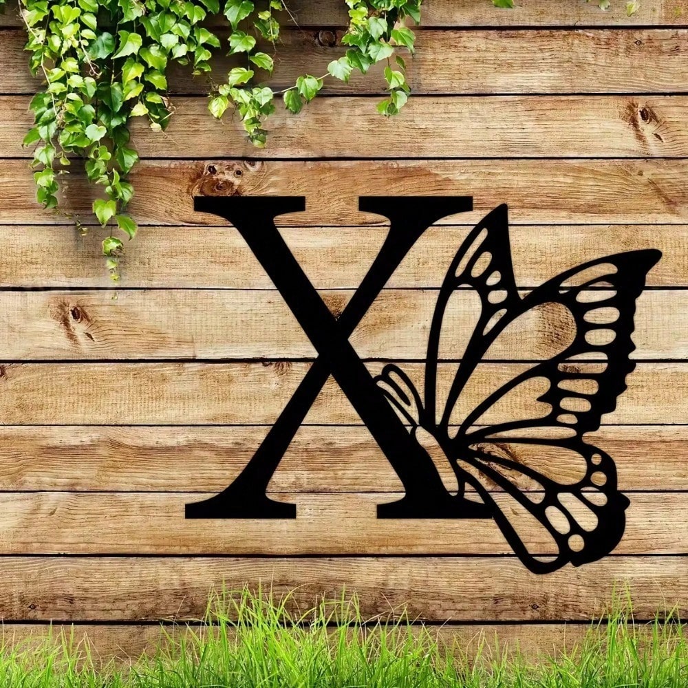 1 piece butterfly pattern 26 letter combination metal plate, metal wall decoration, letter wall decoration, wedding background card DIY gift, home art gift, female artwork, suitable for home, living room, yard or garden decoration, balcony