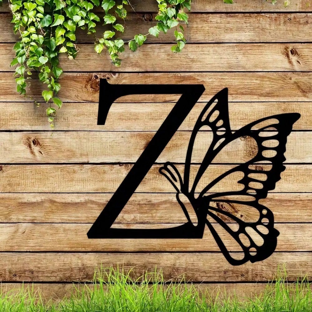 1 piece butterfly pattern 26 letter combination metal plate, metal wall decoration, letter wall decoration, wedding background card DIY gift, home art gift, female artwork, suitable for home, living room, yard or garden decoration, balcony