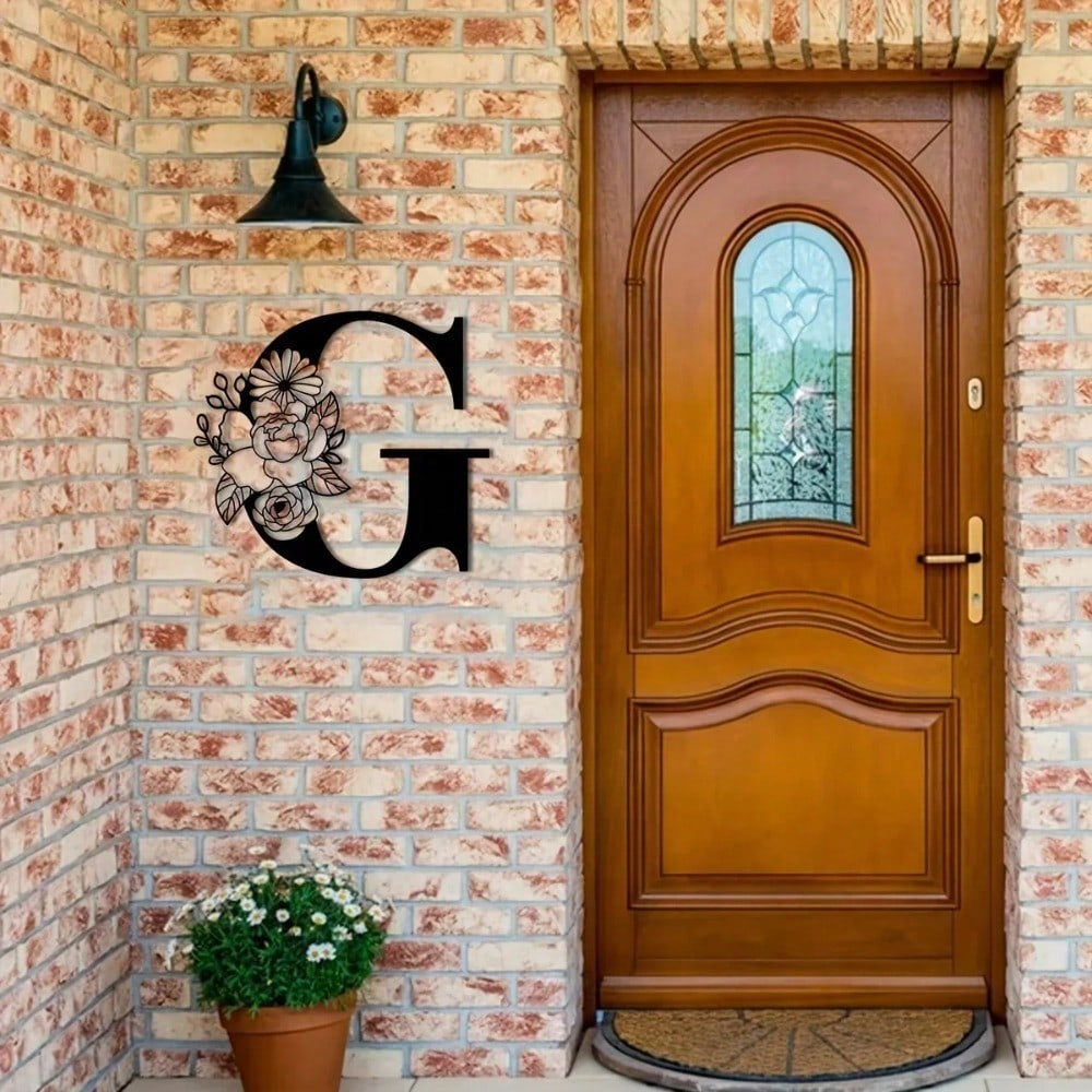 1 piece of flower letter metal plate, metal wall decoration, flower capital letter wall decoration, DIY room wall letters, background card