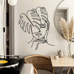 CIFbuy™ Exquisite Iron Elegant Geometric Line Leaf Wall Art - Minimalist Metal Hanging for Women's Room Decor, Brings Joyful Creativity as Female-Focused Ornament - Wall Sculptures.