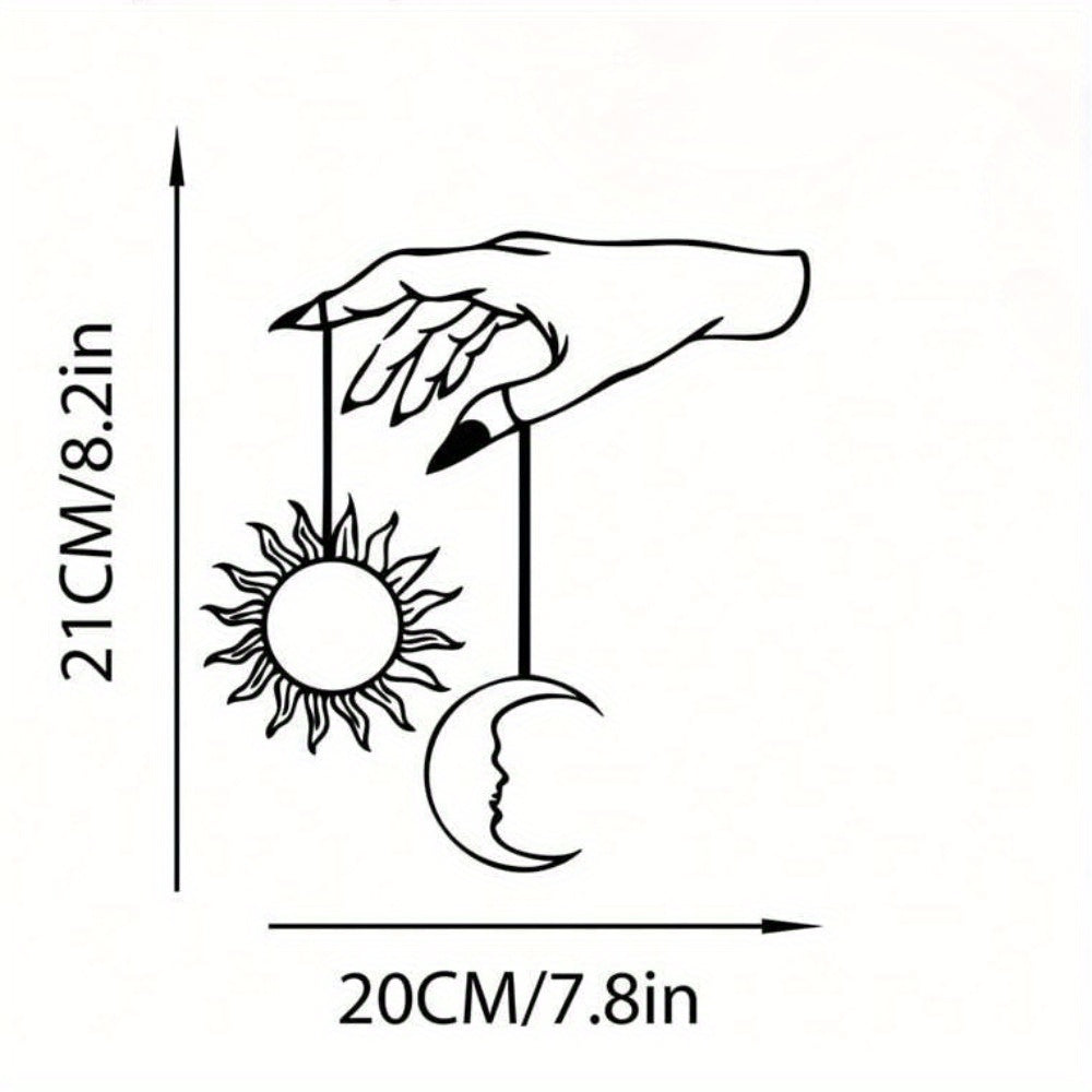 1pc Metal Wall Art Sun And Moon Puppets In The 's Hands Wall Decor Sun Rise & Sunset Minimalist Decor Gothic Single Line Art
