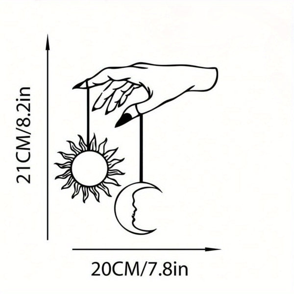 1pc Metal Wall Art Sun And Moon Puppets In The 's Hands Wall Decor Sun Rise & Sunset Minimalist Decor Gothic Single Line Art