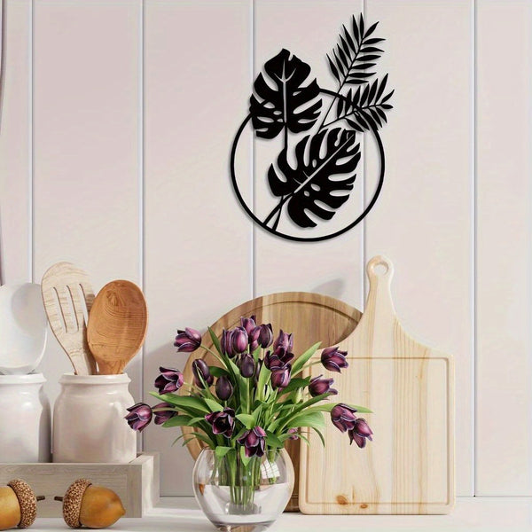 CIFbuy™ Trendy Palm Leaf Metal Wall Ornament - Modern Plant Silhouette Sculpture, Perfect for Housewarming Gifts & Restaurant Decor, Fashion-Forward Design Keeps Decor on Trend, Elegant Decorative Wall Sculptures.