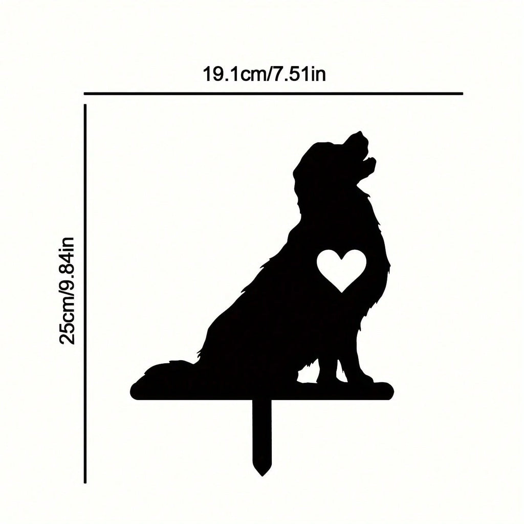 1-piece smart dog garden iron silhouette metal courtyard signboard, courtyard art garden outdoor decoration creative pet commemorative sticker, suitable for gardens, yards, garden decorations, holiday essentials, birthday decorations